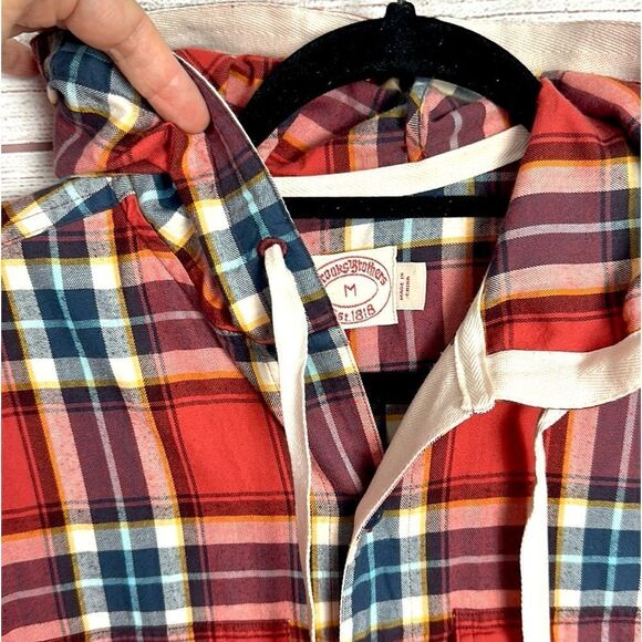 Brooks Brothers Red Fleece Hooded
Button Down Shirt Cotton Flannel Red Plaid M - Picture 6 of 13